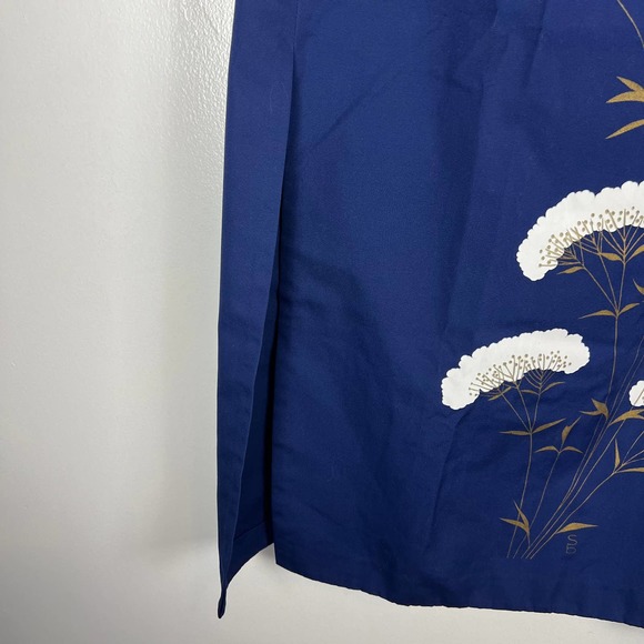 Vintage 60s The Bagshaws St. Lucia Blue Wrap Maxi Skirt Floral Cotton MCM Sz M - Picture 4 of 8